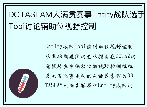 DOTASLAM大满贯赛事Entity战队选手Tobi讨论辅助位视野控制